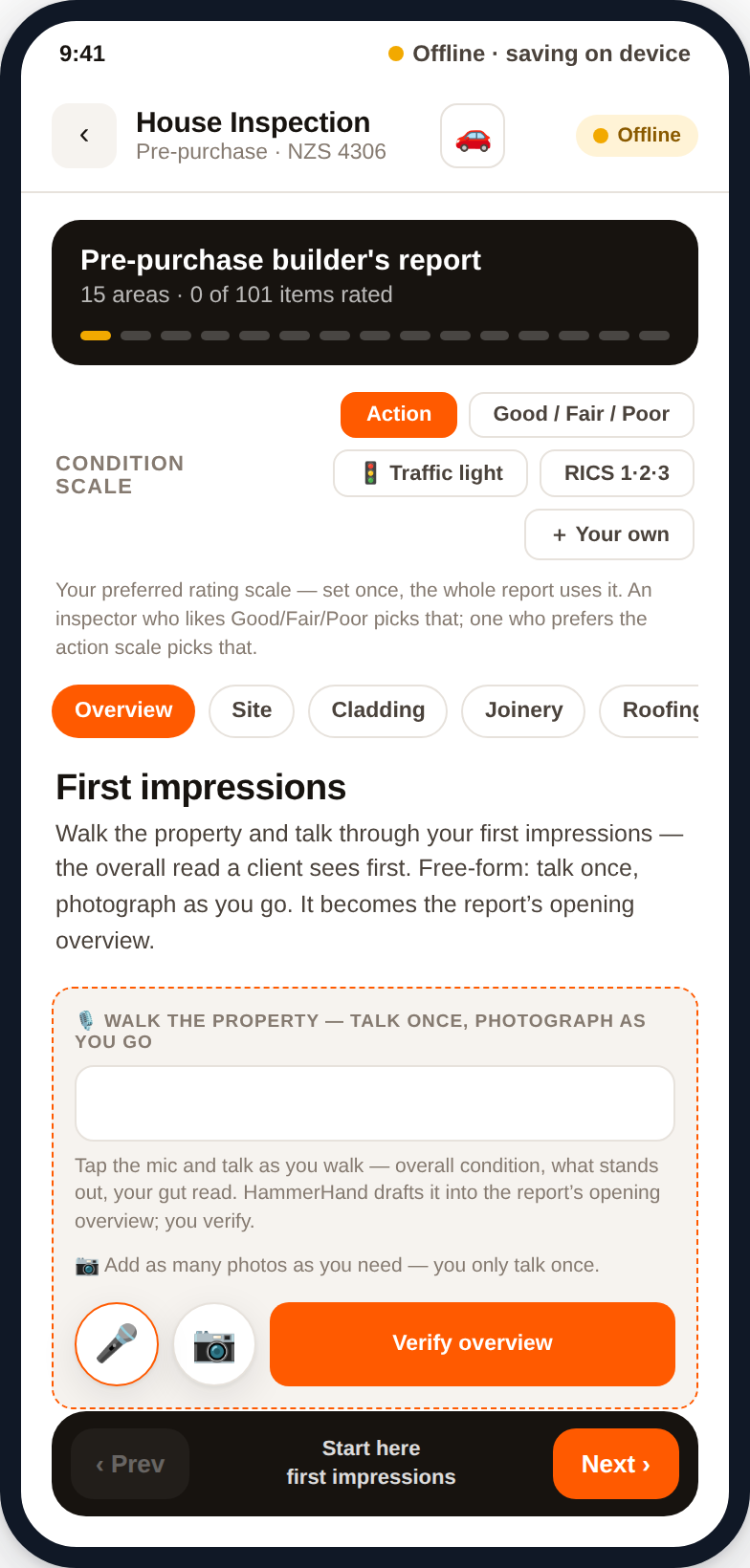 HammerHand on site: walk the property, talk once and photograph as you go